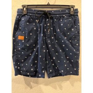JMIERR Mens Navy Blue Nautical Anchor Print Drawstring Shorts Size 34